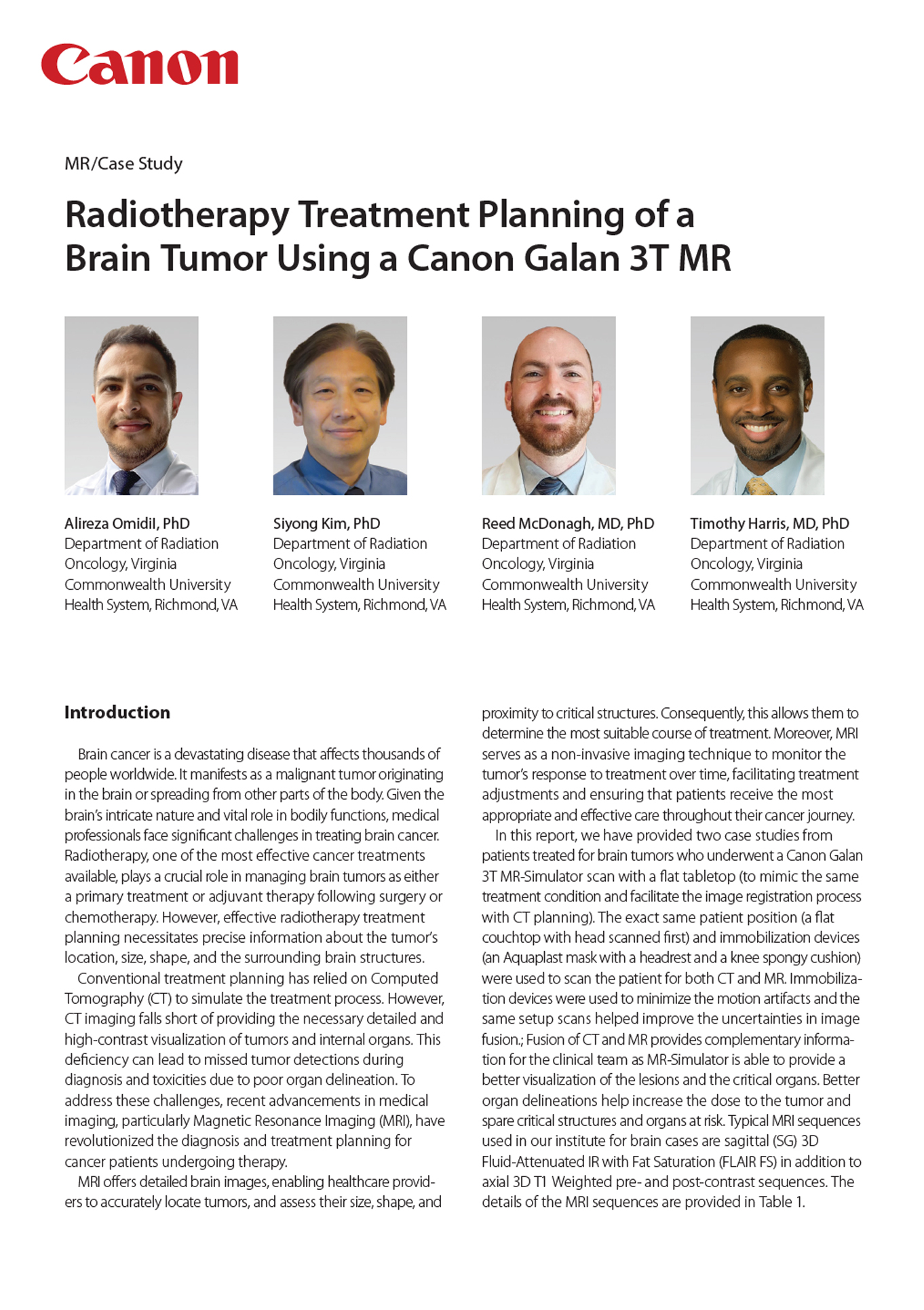 MR VCU Radiotherapy Brain Tumors Case Study