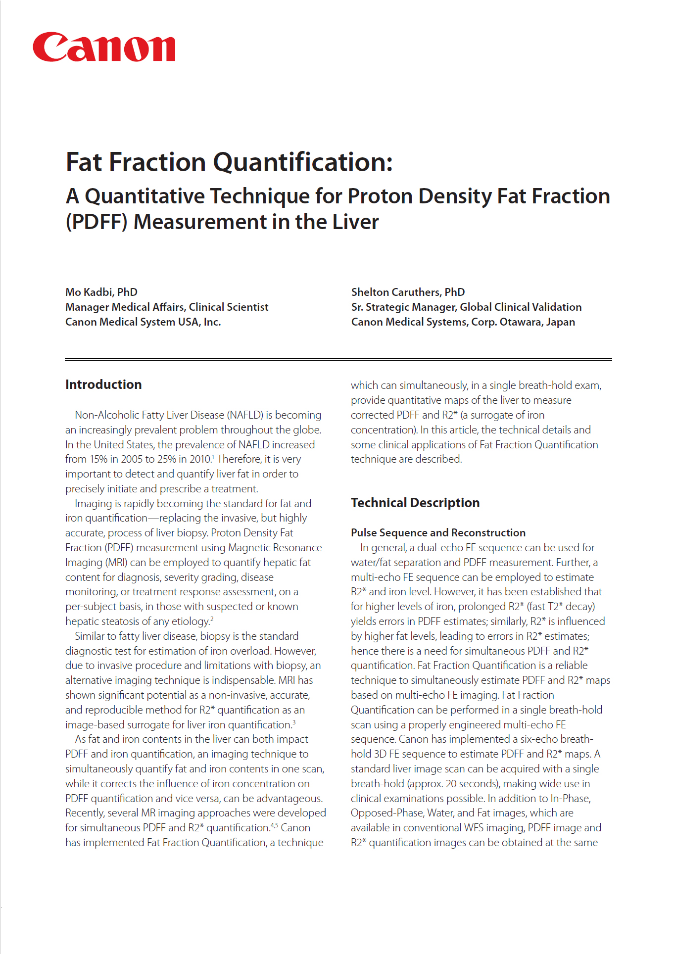 MR Fat Fraction Quantification White Paper