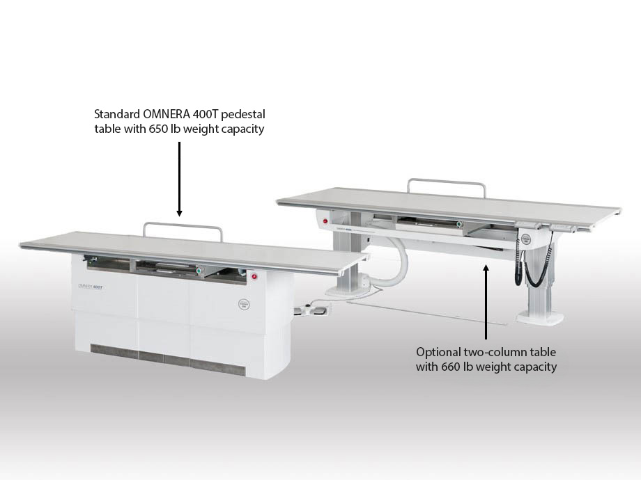 OMNERA 400T: Optional two-column table with 660 lb weight capacity