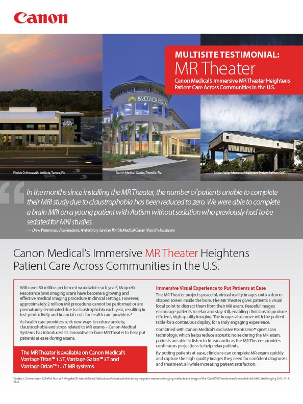 Canon Medical's Immersive MR Theater Heightens
Patient Care Across Communities in the U.S. 